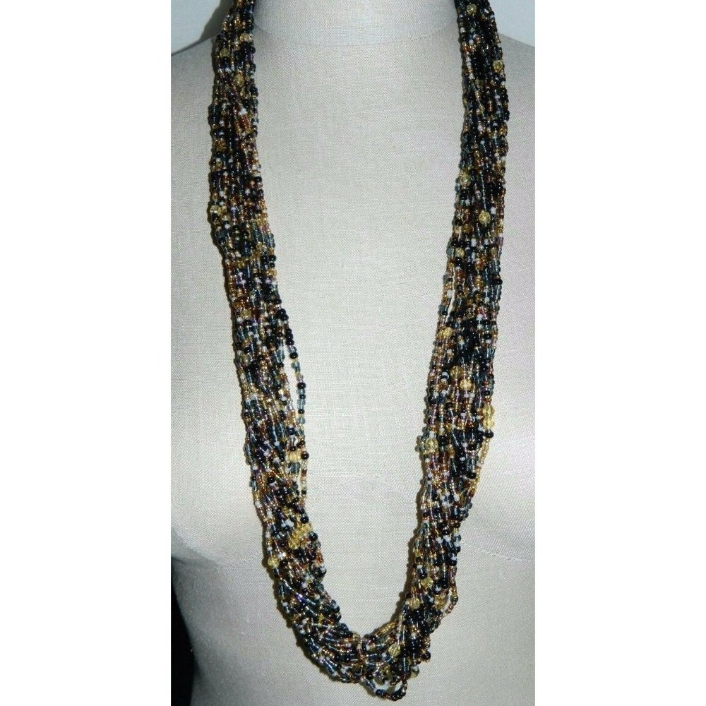 Joan Rivers Multi-Strand Dark Multi-Color Seed Bead Torsade Necklace 365 75$